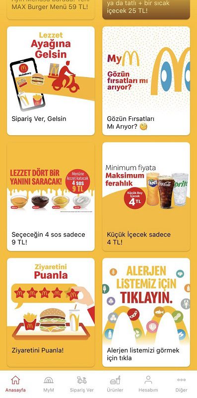 مک دونالد - اپلیکیشن برای سفارش غذا در ترکیه
