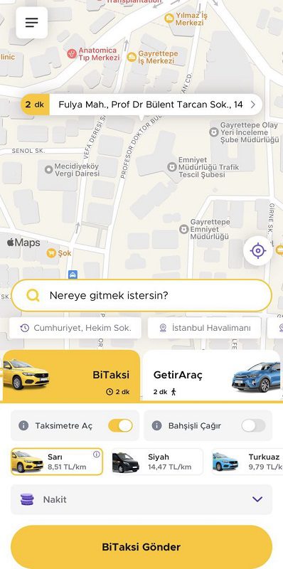 اپلیکیشن بی تاکسی ترکیه